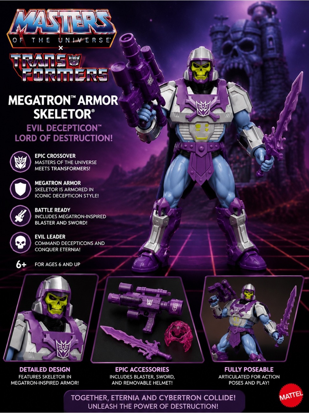 MEGATRON Armor Skeletor Action Figure - Purple & Blue